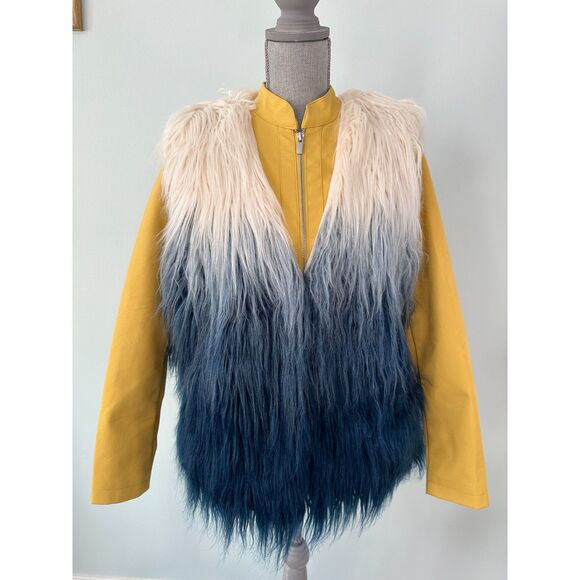 Thread & Supply Blue Cream Ombré Faux Fur Vest size Large - Picture 5 of 6